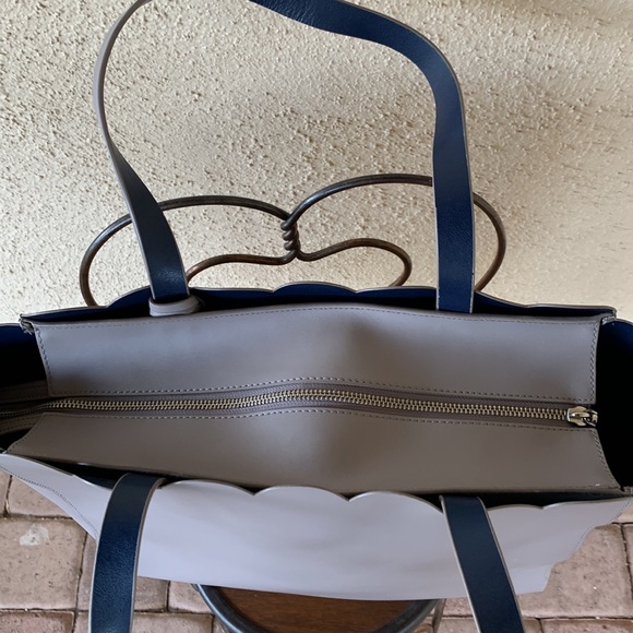 Kate Spade ♠️ Light grey tote with navy accents. - Picture 3 of 9